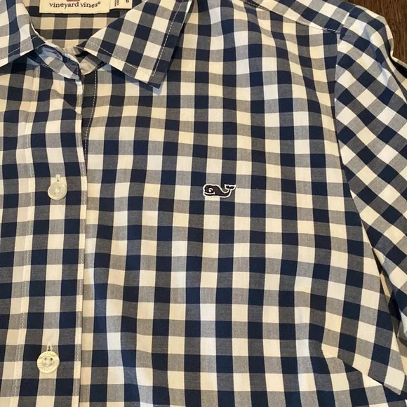 Navy Check Vineyard Vines Shirt - Sz 6 - Picture 2 of 5